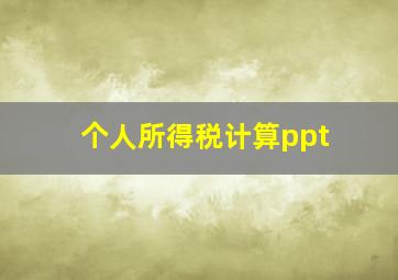 个人所得税计算ppt