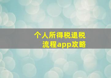 个人所得税退税流程app攻略