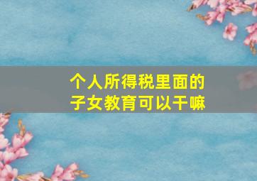 个人所得税里面的子女教育可以干嘛