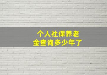 个人社保养老金查询多少年了