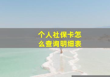 个人社保卡怎么查询明细表