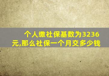 个人缴社保基数为3236元,那么社保一个月交多少钱