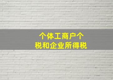 个体工商户个税和企业所得税