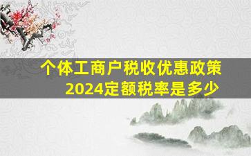 个体工商户税收优惠政策2024定额税率是多少