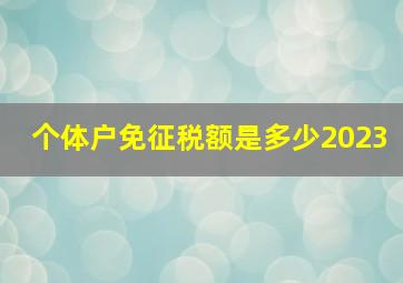 个体户免征税额是多少2023