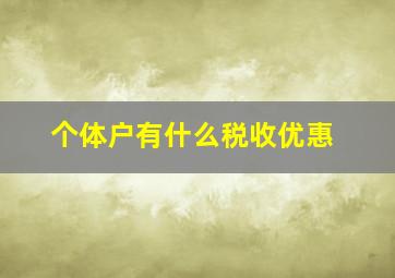 个体户有什么税收优惠