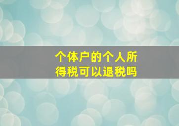 个体户的个人所得税可以退税吗