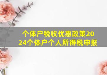 个体户税收优惠政策2024个体户个人所得税申报