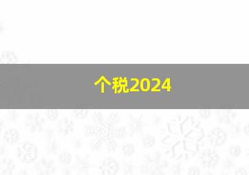 个税2024