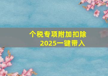 个税专项附加扣除2025一键带入