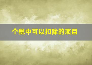 个税中可以扣除的项目