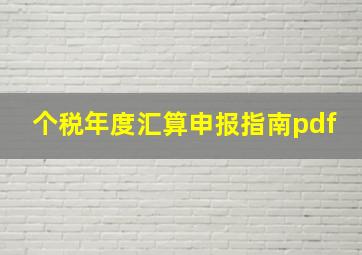 个税年度汇算申报指南pdf