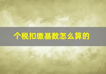 个税扣缴基数怎么算的