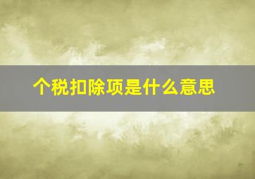 个税扣除项是什么意思