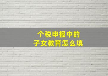 个税申报中的子女教育怎么填