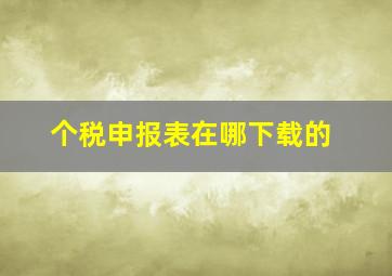 个税申报表在哪下载的