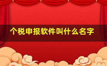 个税申报软件叫什么名字