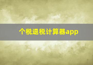 个税退税计算器app