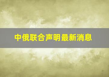 中俄联合声明最新消息