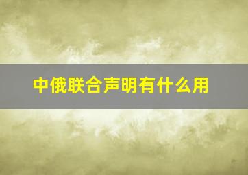 中俄联合声明有什么用