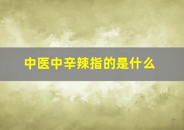 中医中辛辣指的是什么