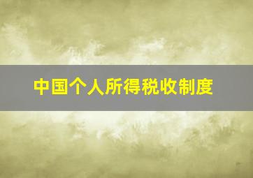 中国个人所得税收制度