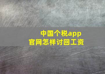 中国个税app官网怎样讨回工资