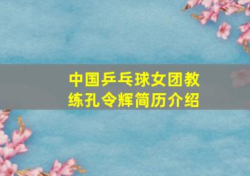 中国乒乓球女团教练孔令辉简历介绍