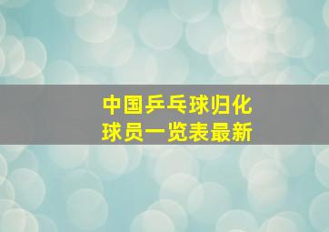 中国乒乓球归化球员一览表最新