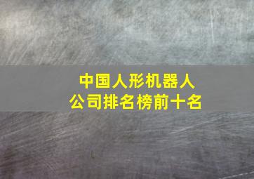 中国人形机器人公司排名榜前十名