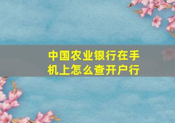 中国农业银行在手机上怎么查开户行