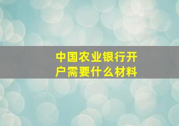 中国农业银行开户需要什么材料