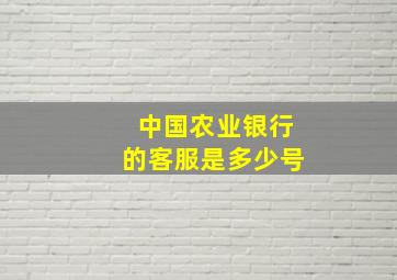 中国农业银行的客服是多少号