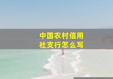 中国农村信用社支行怎么写