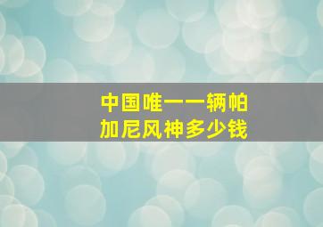 中国唯一一辆帕加尼风神多少钱