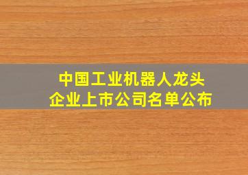 中国工业机器人龙头企业上市公司名单公布