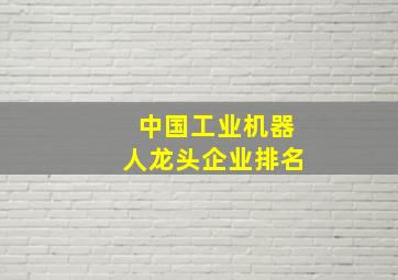 中国工业机器人龙头企业排名