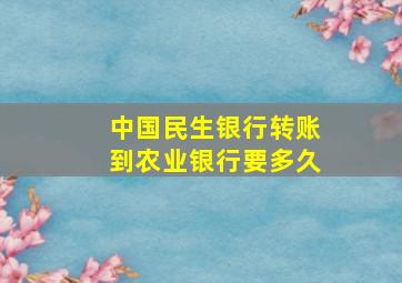 中国民生银行转账到农业银行要多久