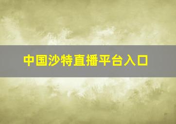 中国沙特直播平台入口