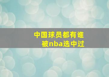 中国球员都有谁被nba选中过