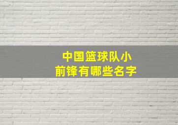 中国篮球队小前锋有哪些名字