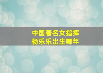 中国著名女指挥杨乐乐岀生哪年