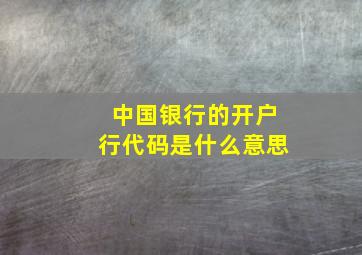 中国银行的开户行代码是什么意思