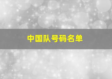 中国队号码名单