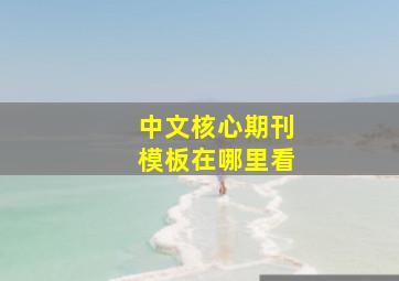 中文核心期刊模板在哪里看