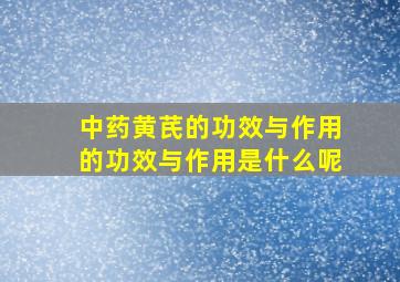 中药黄芪的功效与作用的功效与作用是什么呢