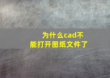 为什么cad不能打开图纸文件了