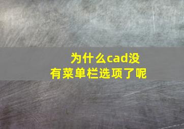 为什么cad没有菜单栏选项了呢