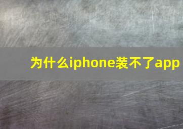 为什么iphone装不了app