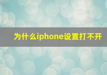 为什么iphone设置打不开